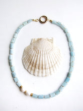 Blue Aquamarine, highlighted with natural Baroque Freshwater Pearl Necklace