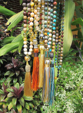 7 Stone Imperial Jasper Lava Mala Beaded Tassel Necklace