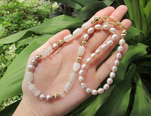 Rose Quartz, Blush Pink Baroque Pearl Necklace