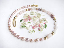 Blush Rose Necklace in Rose Quartz and Pink Freshwater Pearls for purity, fertility and love! Great gift idea for valentines day, xmas or birthdays