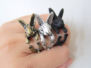 Animal Rabbit Ring (available in 3 colors) Bunny Ring; Rabbit Wrap Ring; Animal Wrap Ring; Rabbit Jewelry - yogisnista