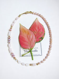 Rose Quartz, Blush Pink Baroque Pearl Necklace