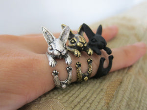 Animal Rabbit Ring (available in 3 colors) Bunny Ring; Rabbit Wrap Ring; Animal Wrap Ring; Rabbit Jewelry - yogisnista