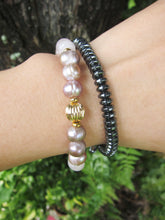 Rose Quartz, Freshwater Pink Baroque Pearl Bracelet