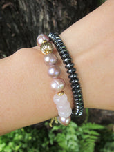 Rose Quartz, Freshwater Pink Baroque Pearl Bracelet