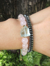 Rose Quartz, Blue Quartz Beaded Bracelet