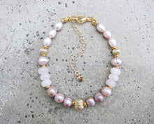 Rose Quartz and Blush Pink Pearl Gemstone Necklace - Love, Fertility, Protection