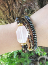 Love, Fertility, Balance, Grounding - Rose Quartz, Smoky Quartz Mala Bracelet in 27 Beads