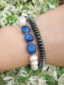 baroque freshwater pearl and blue kyanite bracelet - mothers gift ideas for xmas