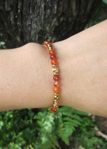 Dainty Carnelian Gemstone Bracelet in Stainless Gold Finish - Sacral Chakra