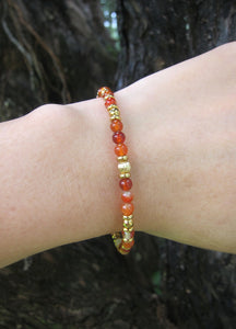 Dainty Carnelian Gemstone Bracelet in Stainless Gold Finish - Sacral Chakra