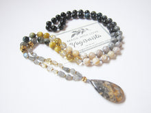 Citrine, Labradorite, Mother of Pearl in Bumblebee Jasper Stone Pendant