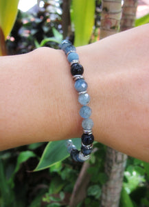 Aqua Blue Tourmaline Gemstone Bracelet in Stainless Steel Findings