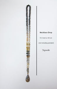 SALE - Self Esteem + Decisiveness Beaded Mala Necklace in Bumblebee Jasper Stone Pendant