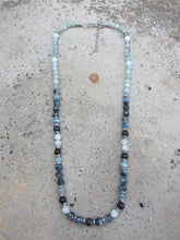 Aqua Blue Tourmaline Necklace in Stainless Steel Findings