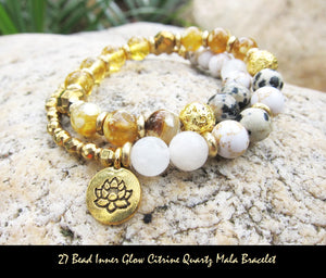 108 Inner Glow Citrine Quartz Mala Beaded Necklace - Limited Edition