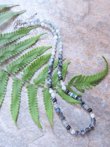 Aqua Blue Tourmaline Necklace in Stainless Steel Findings