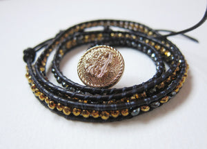 Black Gold Hematite Minimalist 3X Wrap Bracelet