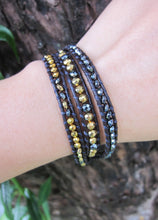 Black Gold Hematite Minimalist 3X Wrap Bracelet