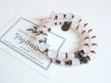 Divine Feminine Pink Quartz Fertility Mala Bracelet in OM Charm - Ltd Edition