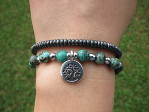 Natural African Turquoise Single Mala Bracelet