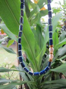 Blue Lapis Lazuli and Baroque Freshwater Pearl Necklace in 18K findings