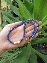 Blue Lapis Lazuli and Baroque Freshwater Pearl Necklace in 18K findings