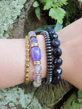 SALE - 2 pc set -108 Mala Necklace in Fluorite, Amethyst + 27 Bead Mala Bracelet