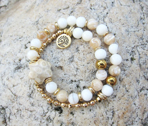 SALE - Mother Of Pearl Protective Mala Bracelet