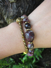 27 Bead Mala Bracelet in Plum Tourmaline, Pink Opal, Rose Quartz + Lepidolite