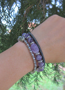 Kunzite, Lavender Quartz, Rose Quartz Energy Wrist Mala Bracelet