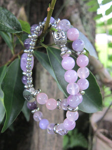 Kunzite, Lavender Quartz, Rose Quartz Energy Wrist Mala Bracelet