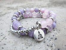 Kunzite, Lavender Quartz, Rose Quartz Energy Wrist Mala Bracelet