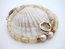 Citrine Quartz and Baroque Freshwater Pearl Statement Necklace