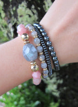 Pink Opal + Labradorite Stone Beaded Bracelet