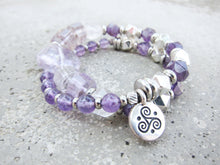 Ametrine, Amethyst and Silver Hematite Mala Bracelet - Calming, Protection, Grounding