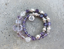 Ametrine, Amethyst and Silver Hematite Mala Bracelet - Calming, Protection, Grounding