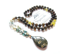 SALE - Baltic Amber, Citrine and Clear Quartz w/ Ocean Jasper Pendant Necklace