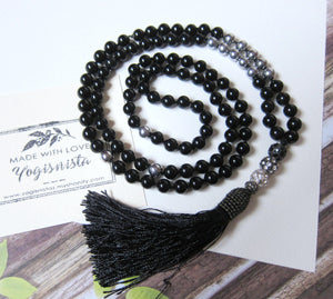 SALE - 108 Black Onyx Protective Mala Necklace