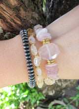 Pink Quartz and Citrine - For Love, Happiness, Good Luck Mala Bracelet
