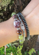 SALE - Chrysocolla, Plum Tourmaline Mala Stone Bracelet in 27 Beads