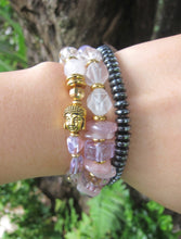 Ametrine, Cacoxenite Quartz, Rose Quartz and Lavender Chevron Mala Bracelet in 27 Beads