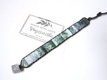 Abundance and Good Luck - Tree and Moss Agate Tubestone Cuff Bracelet