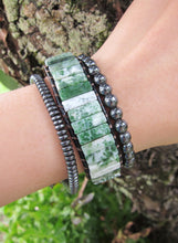 SALE - Tree and Moss Agate Tubestone Cuff Bracelet