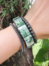 SALE - Tree and Moss Agate Tubestone Cuff Bracelet