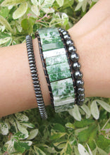 SALE - Tree and Moss Agate Tubestone Cuff Bracelet