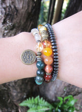 SALE - 7 Chakra Stone Mala Bracelet with Lotus Charm