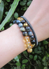 27 Bead Gold Rutilated Quartz, Black Gold Obsidian, Blue Eagle Eye, Gold Hematite Mala Bracelet