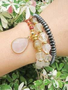 Love, Fertility Mala Bracelet in Rose Quartz, Pink Rhodochrosite Mala bracelet in 27 beads count