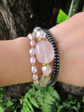 Rose Quartz, Prehnite, Freshwater Pearl - Love, Fertility, Protection Mala Bracelet